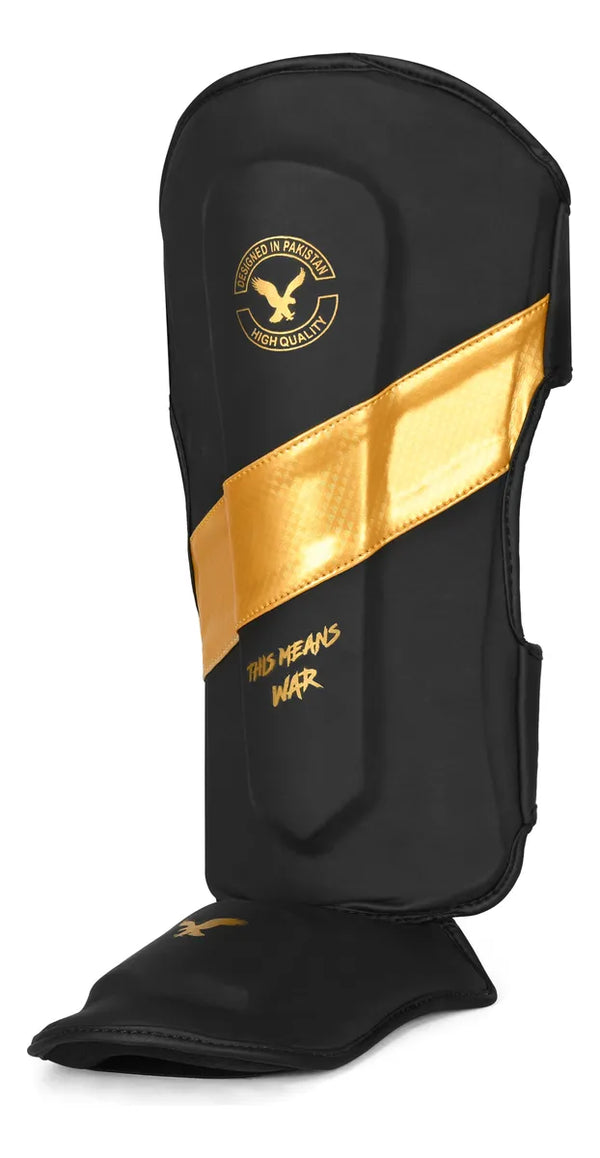 Canilleras de Artes Marciales This Means War Negro/Dorado