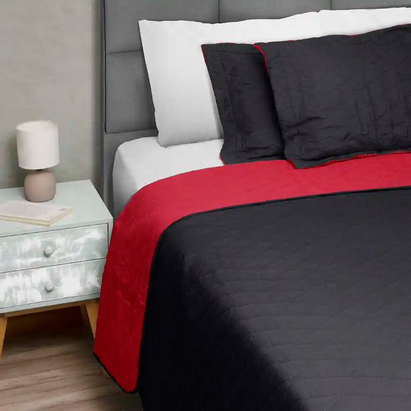 Quilt Bicolor Masel 2 plazas Black-Red