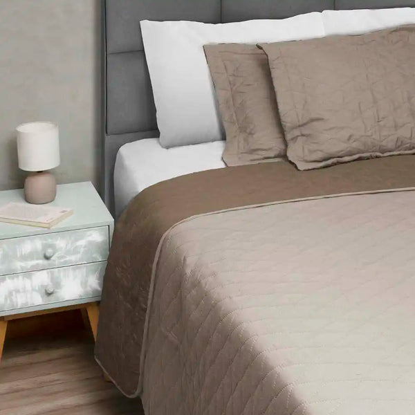 Quilt Bicolor Masel 1.5 plazas Tabaco -Beige