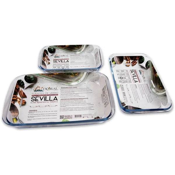 Fuentes de Vidrio Rectangular 3 Piezas